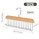 Gürtelhalter Kleiderschrank, 2 Stück Holz Gürtelaufhänger mit 8 Haken, 360°Drehbar Holz Krawattenhalter Gürtelbügel für Schals Krawatten Gürtel Socken