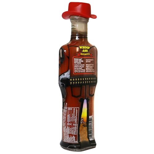 WHOOP ASS Cowboy Premium Scharfe Soße mit Geisterpfeffer – Versuchen Sie es, wenn Sie sich trauen! – Perfektes Gourmet-Geschenk für den Hot-Sauce-Fan