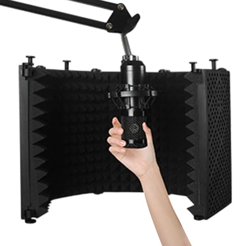 Escudo acústico de estudio: panel insonorizado de espuma, filtro reflectante, estudio en casa, diseño de amortiguación de ruido, instalación sencilla | Escudo acústico para podcasters músicos cantan