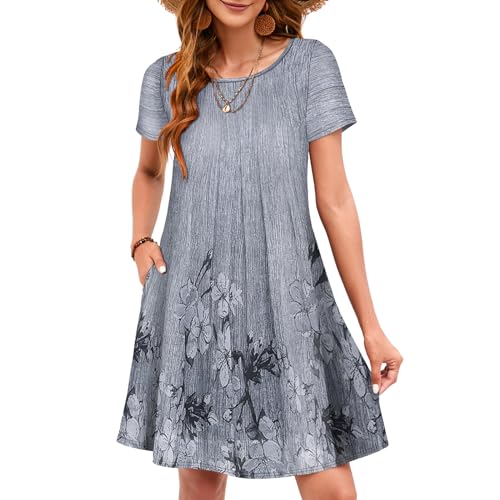 Sherosa Women's Summer Dresses 2025 Beach Boho Sundress Short Sleeve Loose Casual Tshirt Dress with Pockets3