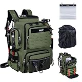 Goture Fishing Backpack,900D Water-Resistant Tackle Backpack with Rod Holders, SBS Zippers,45L Large Fishing Bag Storage Gear Tackle Bag with Rain Cover, Bottle Holder for Travel Camping Hiking