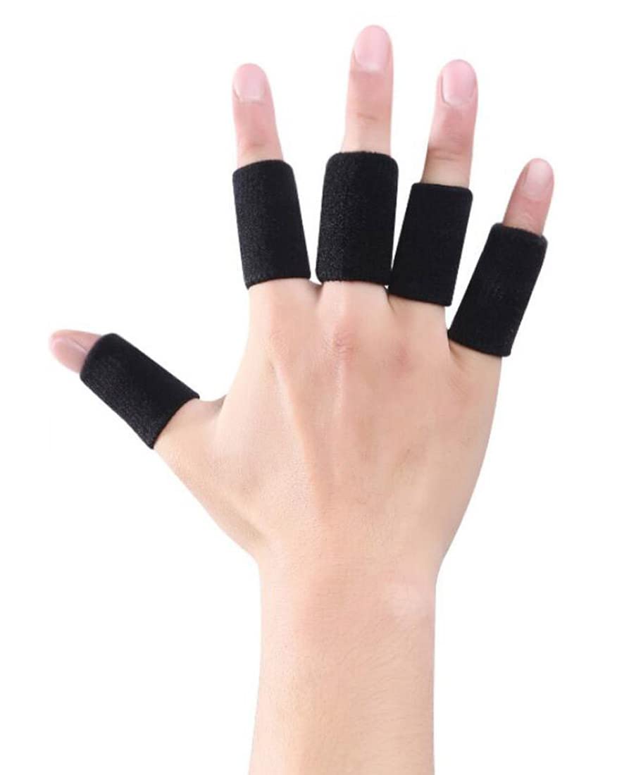 Fendawn Strive10 PCS Sports Elastic Finger Sleeve Finger Protector Brace Support for Basketball, Black