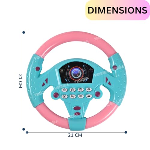Image of VikriDA Pretend Adventure Steering Wheel for Kids | Early Education Driving Toy with Light Music (Pink)