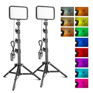 Torjim RGB Photography Video Lighting, Studio Lights with Adjustable Tripod Stand – 16 Color Lighting for Video Recording/YouTube/TikTok/Live Streaming/Make up/Vlogging