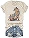 Cat Mom Shirt for Women Casual Short Sleeve Floral Cat Animal Lover Shirt Graphic Tees Tops(3-Cat-Beige,M)