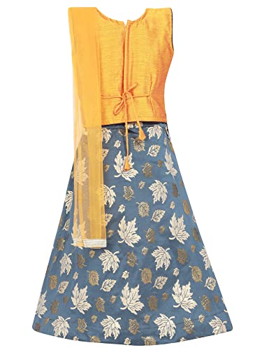 Image of Readymade Indian Ethnic Kids Skirt Top with Embroidery & Zip Closer