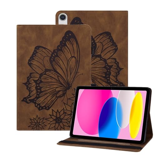 Housse iPad Air 11 M3 avec support vidéo et fermeture magnétique papillon marron