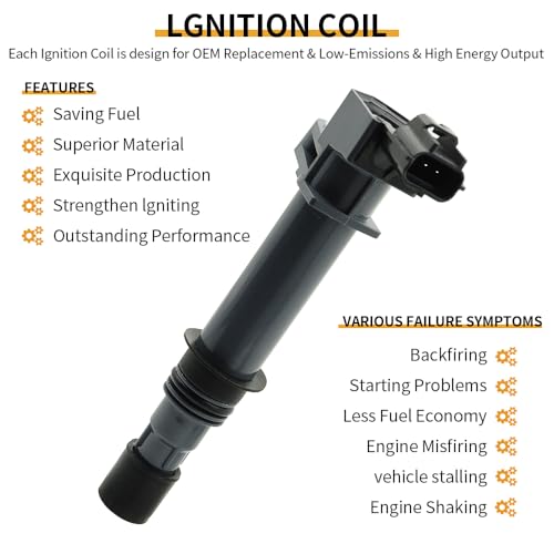 Image of Set of 8 UF270 Ignition Coil with Iridium Spark Plug Compatible with 2000 2001 2002 2003 2004 2005 2006 2007 Dodge Durango Ram Jeep Mitsubishi Grand Cherokee Commander Nitro Dakota 3.7L E593C, E509D