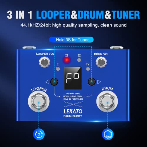 Lekato Guitar Drum Machine Looper Tuner Loop Pedal For Digital Electric Guitar Bass Pedals Station(Power Supply Not Included) #TOP1
