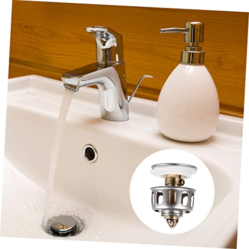 Filtro y tapón para desagüe de lavabo acero inoxidable 4 piezas miniatura 4