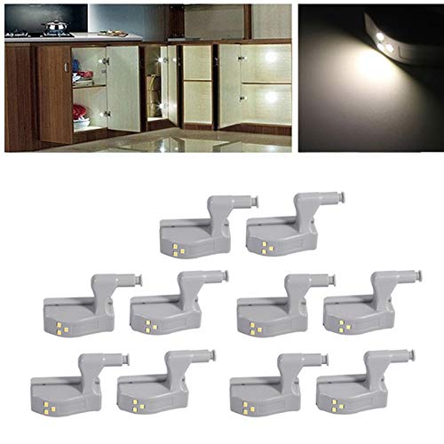 SHT 10pcs Lote luz del gabinete Bisagra Luz Armario de sensores táctiles de la lámpara se ilumine la Noche bajo Interior del Armario ABS 0.3W la iluminación de Bulbo (Color : Grey) Cover