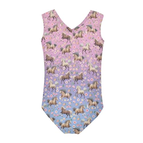 Image of Girls Cartoon Pattern One-Piece Swimsuits Sport Racer Swimwear Beach Bathing Suit, Size 5-14