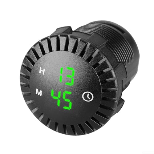 Reloj Electrónico con Diseño Impermeable 12V 24V Pantalla Táctil para Coche y Motocicleta Dashboard (Verde)