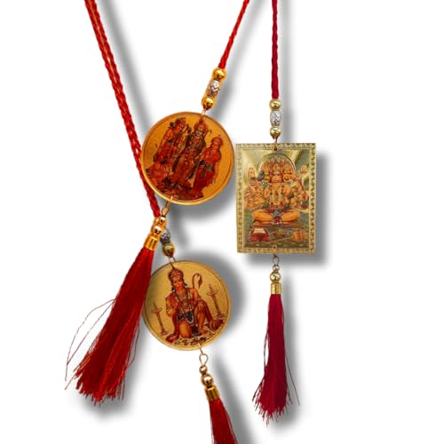 Image of Premium Gold Plated Hanging Combo Pack (Set of 2) | Sita Ram Family, Panchmukhi Hanuman Locket | Divine Hanging for Good Vibes & Positivity