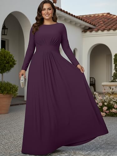 Image of KOH KOH Womens Long Sleeve Flowy Modest Elegant Evening Maxi Dress Gown