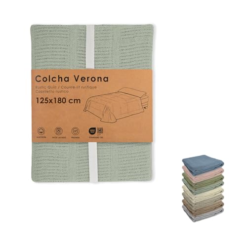 HOME SOLAZZIA Colcha Multiusos para sofás y Colcha Cama, Plaid Multiusos, cubrecama, Cubre sofá, Tejido Resistente y de Calidad (VerdeSalvia, 125 x 180 cm)