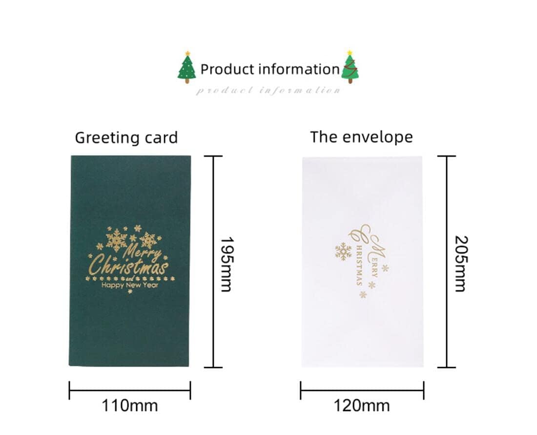 Lot de 3 cartes de vœux pour sapin de Noël 2024, vous pouvez laisser un message avec une enveloppe, adaptées pour envoyer des amis et des parents, des petites amies, de la famille, des collègues, des