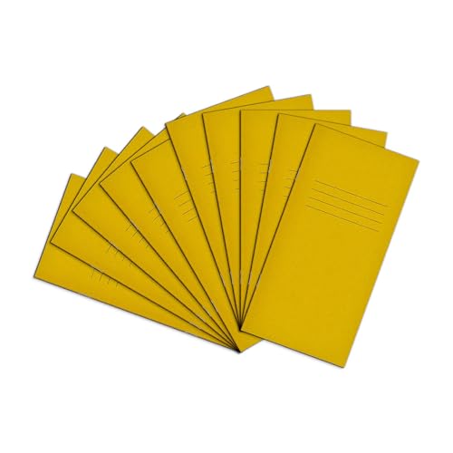 Rhino 8 x 4 Exercise Books, 32-Page / 8mm Lined Paper Notebook, 10-Pack, Writing Book, Office & School Stationery Supplies, Yellow