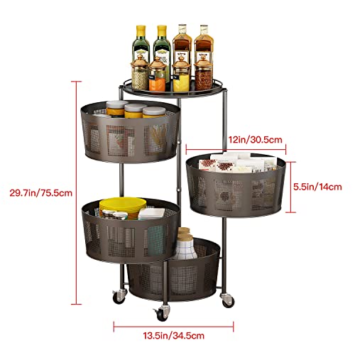 image for STYLIFING Fruit Vegetable Basket for Kitchen, 4 Tier Rotating Shelf wi