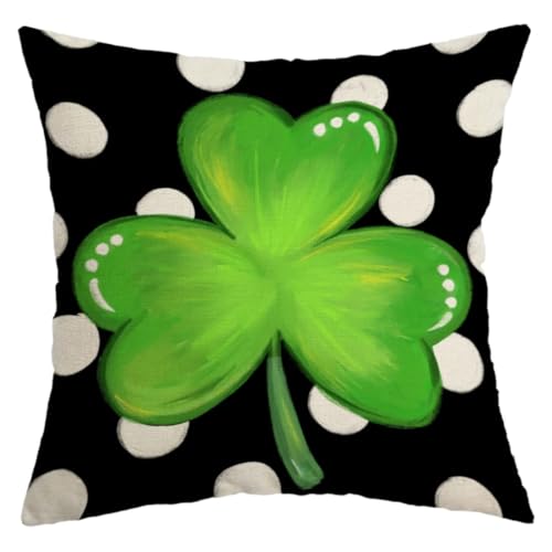 AACORS St Patricks Day Throw Pillow Cover 18X18 Inch Polka Dots Shamrock Decor Holiday Farmhouse Spring Cushion Case for Home Sofa Couch (Green)