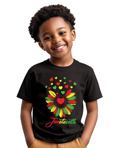 Toddler Juneteenth Shirt for Boys Girls 2-8T Kids, 1865 June 19th Black History Shirts Freedom Tops