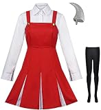 Fbzxojiw Girls Eri Cosplay Costume Red Dress School Uniform Suit Anime Halloween Outfit Socks Headwear Maid Dress Full Set (Red, XX-Large)