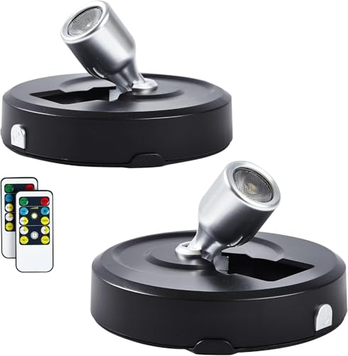 Image of Wireless LED Spotlights 2-Pack Accent Lights with Remote, Wireless Picture Lights with Rotatable Head, Stick on Artwork Lighting for Paintings Display Closet Accent Potrait