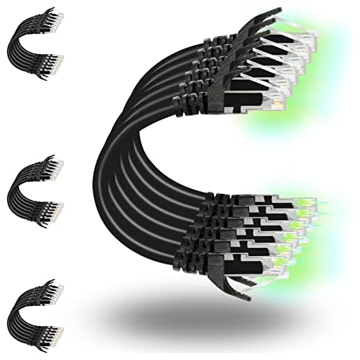 Patch Cables Cat6 1ft 24 Pack, Rapink Ethernet Patch Cable 10G, Cat 6 Patch Cable for Patch Panel to Switch, Flexiable Cat 6 Ethernet Cable with Gold Plated Black