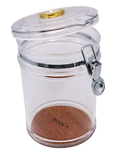 TOIKA Elegant Clear Acrylic Cigar Humidor Case,Cigar Jar Container with Hygrometer,Cigar Storage Case Box, Stores About 18 Cigars