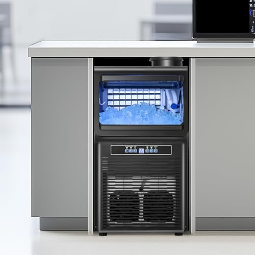 VEVOR kommerzielle Eismaschine (31,75 kg/Tag) Eisbereiter mit 5,44 kg Speicherkapazität, 36 Eiswürfel in 15 Minuten, mit LED-Digitalanzeige & 2 Möglichkeiten zur Wasserzugabe, für Bar Büro Restaurant