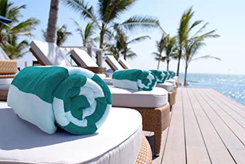 Tidal King Multi Stripe Oversized 60" X 30" Luxury Classic Cabana Style 100% Cotton Beach Towel - No Shrinkage Or Fading! (1X Green) #TOP4