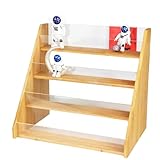 Zetqhuu Expositor de tarjetas | Soporte de madera acrílico de 4 niveles | Expositor para tarjetas postales, para el hogar, lugar de trabajo, boda, feria comercial, tienda minorista, feria de artesanía