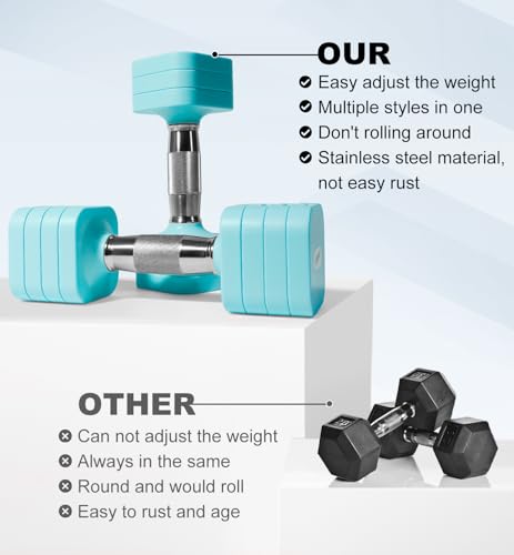 Image of 15LB 20LB 30LB 40LB 50LB Adjustable Dumbbell Set Free Weights Dumbbells Set for Women Men Hand Weights Sets Adjust Dumbbell Weight Sets for Home Gym Exercise Workout Strength Training Equipments