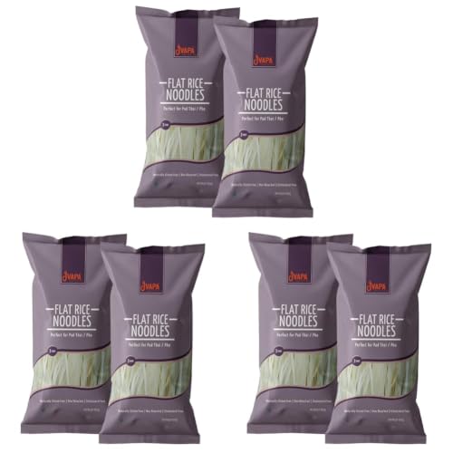Image of Jvapa Flat Rice Noodles (3mm) - Perfect for Pad Thai /Pho, Naturally Gluten Free, Made with 100% Rice, Non Bleached, No Maida - 700gm (350gm x Pack of 6)