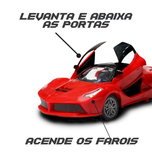 Carrinho de controle Remoto que abre e fecha as portas com luzes para meninos de 5 a 10 anos (Red)