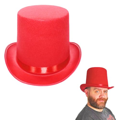 YaYuanSun Top Hat for Men and Women Magician Ringmaster Hats Magician Costume Halloween Cosplay Festivals & Themed Parties (Red)