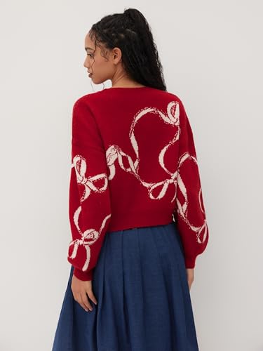CIDER Oversized Sweaters for Women Bowknot Graphic Crew Neck Long Sleeve Knit Pullover Trendy Oversized Sweater4
