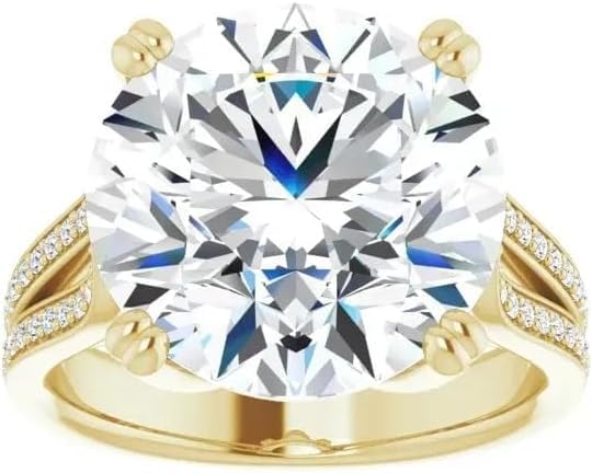 7.50 CT Round Brilliant Cut Lab Created Diamond Engagement Ring Two Row Pave Style Wedding Ring For Women Unique Double Prong Setting 925 Sterling Silver,