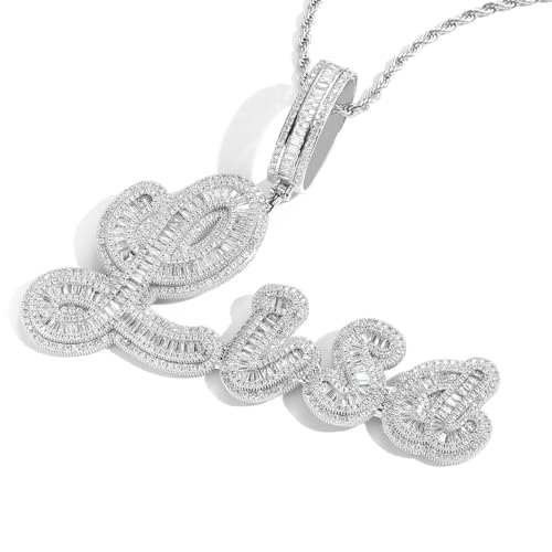 Custom Chain Letter Necklace Iced Out Pendant Custom Name Necklace Personalized Customized Name Plate Necklaces Hip Hop Jewelry Rapper Singer Gifts for Men Women