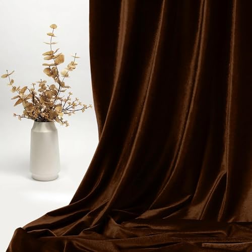 Image of Amazon Brand - Umi 5 Mtr Multi Purpose Velvet Fabric Cloth for Decoration, Trousseau Packing, Party Hall, Bouquet, Gift Packing, Decor, Pooja Room (5 Mtr, Coffee), Solid