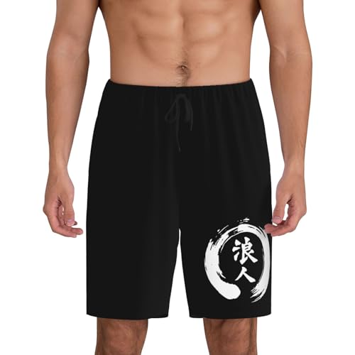 Japanese Kanji Character Ronin Pajama Shorts for Men, Men's Pajama Bottoms, Sleepwear for Summer