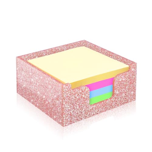 Support de bloc-notes acrylique or rose 10x10 cm pour bureau