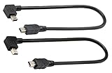 zdyCGTime (2-Pack) USB 2.0 Mini B Male Extender Cable, 90 Degree Right & Left Angled USB 2.0 Mini B Male to Male Extension Cable Data Sync and Charging Cable for Laptop & Tablet & Mobile Phone (28CM)