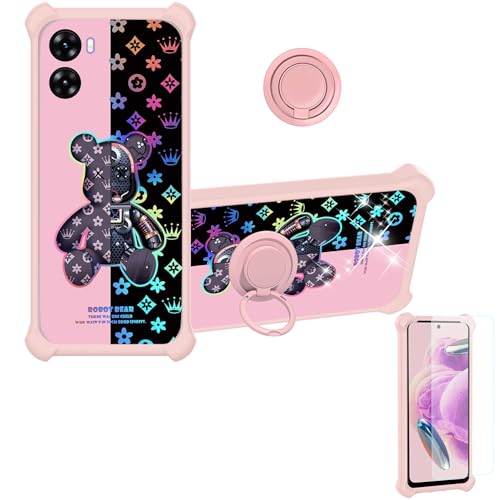 jioeuinly Capa compatível com UMIDIGI G3 Mecha/G3/G3 Max/G3 Plus [com protetor de tela de vidro temperado][suporte de anel] [luz refletida colorida] IMDF-JXX