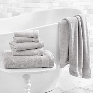 MARTHA STEWART 100% Cotton Bath Towels Set Of 6 Piece, 2 Bath Towels, 2 Hand Towels, 2 Washcloths, Quick Dry Towels, Soft & Absorbent, Bathroom Essentials, Light Gray MARTHA STEWART 100 Cotton Bath Towels Set Of 6 Piece 2 Bath Towels 2 Hand Towels 2 Washcloths Quick Dry Towels Soft Absorbent Bathroom Essentials Light Gray