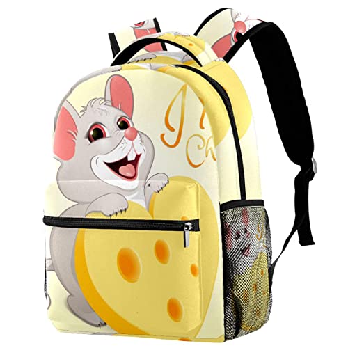 Sac à dos décontracté femme motif original souris fromage - Sac urbain