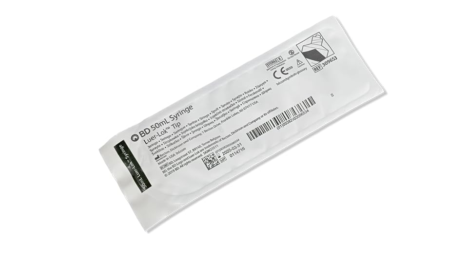 BD Luer-Lok Syringe only, 50 mL, #309653, (40 Count)