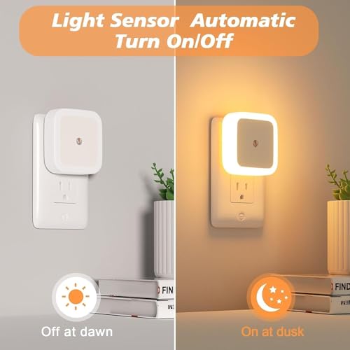 Image of HEMOVIA Plastic Smart Night Sensor Light | Automatic ON /Off Dim LED | Sensor Energy-Efficient | Bedroom Lights |0.5W Night Light |Daily Use for Home Stairs, Kitchen, Bathroom Pack-6, White