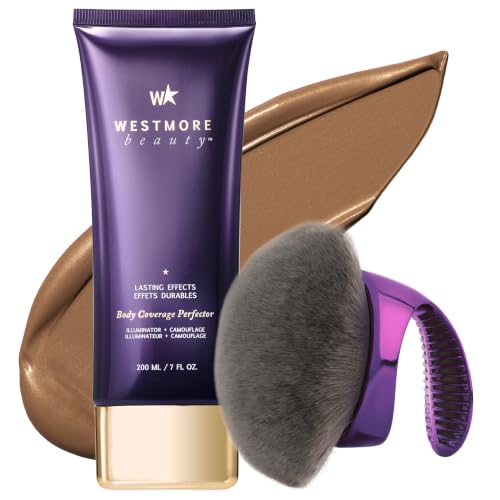 Westmore Beauty Body Coverage Perfector x Blend & Blur Body Brush Kabuki Brush - Waterproof Leg & Body Makeup - Tattoo Cover Up Makeup - 7 Oz Golden Radiance