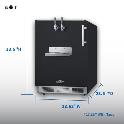Image of Summit 24 inch Cold Brew Kegerator, Dual Front Taps, No Drill Coffee Dispenser, Black - SBC58BFRTPCFLHD (Left Handed Door Swing)